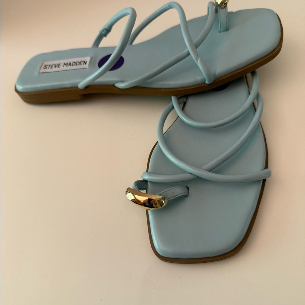 Steve Madden Anine Sky Blue Strappy Toe-Ring Sandals Women’s 8.5 NEW - Picture 2 of 5